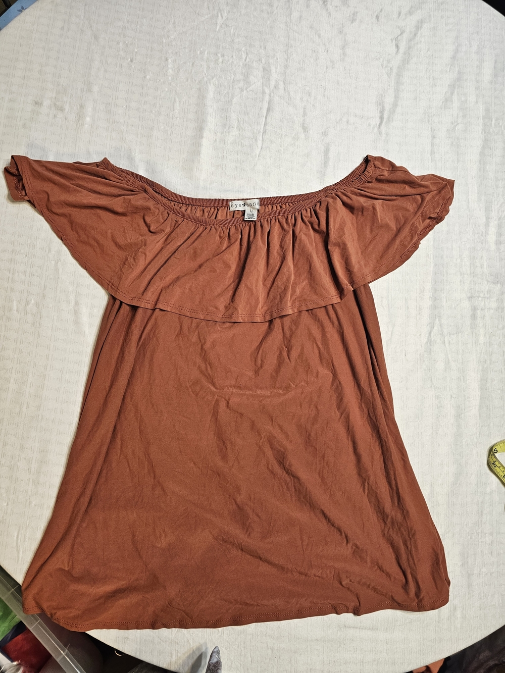 Eye Candy Rust Ruffle Off Shoulder Blouse 1X